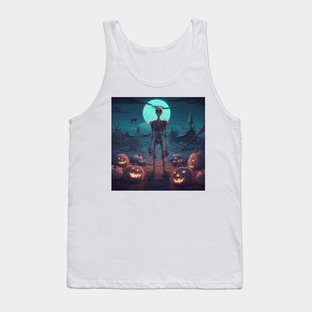 lonely skeleton during halloween Tank Top by Maverick Media